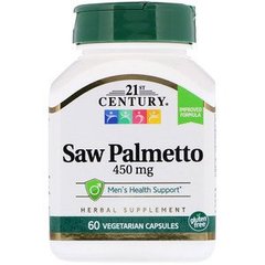 Со Пальметто, Saw Palmetto, 21st Century, стандартизований екстракт, 60 капсул - фото