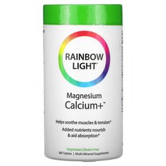 Магний Кальций +, Magnesium Calcium+, Food-Based Formula, Rainbow Light, 180 таблеток - фото