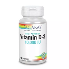 Вітамін D-3, Solaray, 10 000 МО, 60 капсул - фото