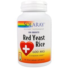 Червоний дріжджовий рис, Red Yeast Rice, Solaray, 600 мг, 120 капсул - фото