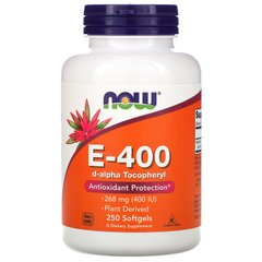 Вітамін Е, Vitamin E-400, Now Foods, 250 капсул - фото