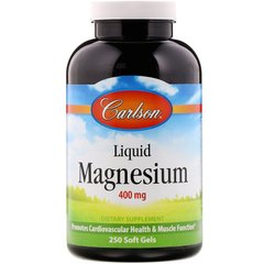 Магній оксид, Magnesium, Carlson Labs, 400 мг, 250 гелевих капсул - фото