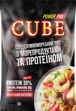 Каша CUBE рис з морепродуктами і протеїном 30 %, PowerPro, 50 г - фото
