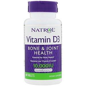 Вітамін D3, Vitamin D3, Natrol, 10,000 МО, 60 таблеток - фото
