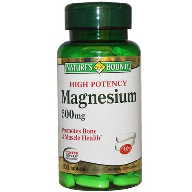 Магній оксид, Magnesium, Nature's Bounty, 500 мг, 100 таблеток - фото