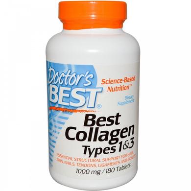 Колаген тип 1 і 3, Collagen, Doctors Best, 1000 мг, 180 таблеток - фото