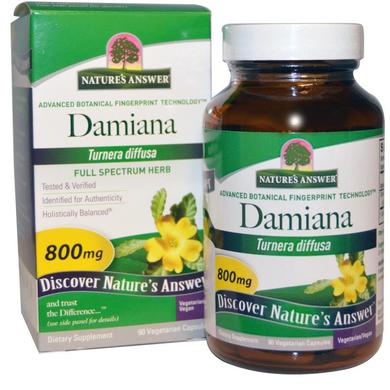 Дамиана, Damiana, Nature's Answer, 800 мг, 90 капсул - фото