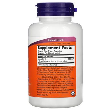 Альфа (Глицерофосфохолин) Alpha GPC, Now Foods, 300 мг, 60 капсул - фото