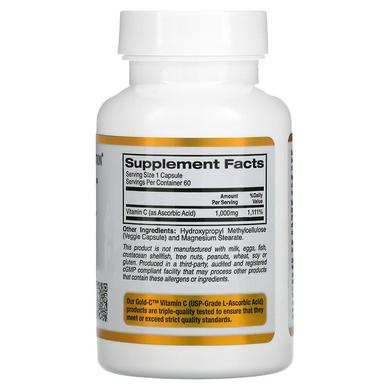 Вітамін C, California Gold Nutrition, 1000 мг, 60 капсул - фото