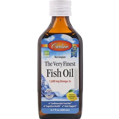 Рыбий жир, Fish Oil, Carlson Labs, норвежский, лимон, 200 мл - фото