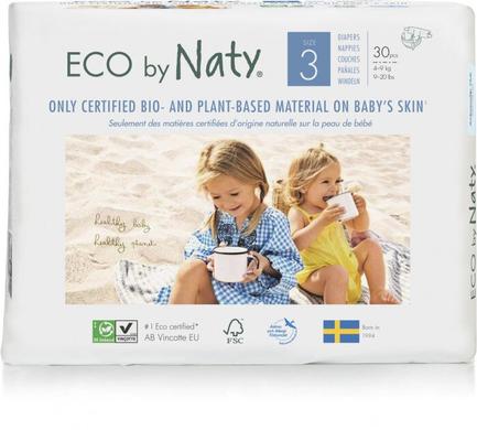 Органічні дитячі підгузки, розмір 3, від 4 до 9 кг, Eco by Naty, 30 шт - фото