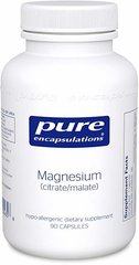 Магний (цитрат/малат), Magnesium (citrate/malate), Pure Encapsulations, 90 капсул - фото