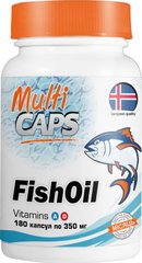 Рыбий жир из печени трески, Multicaps, 350 мг, 180 капсул - фото