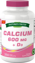 Кальцій + D3, Calcium + D3, 600 мг, Nature's Truth, 250 капсул - фото