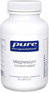 Магній (як цитрат/малат), Magnesium (citrate/malate), Pure Encapsulations, 90 капсул - фото