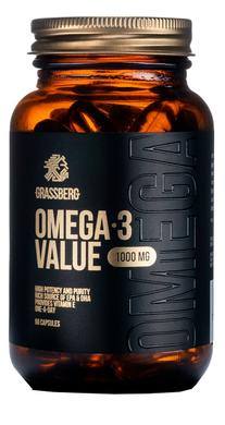 Омега-3, Omega-3 Value, Grassberg, 1000 мг, 120 капсул - фото