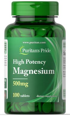 Магній, Magnesium, Puritan's Pride, 500 мг, 100 таблеток - фото