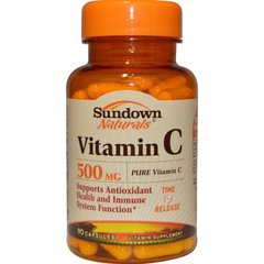 Вітамін С, Vitamin C, Sundown Naturals, 500 мг, 90 капсул - фото