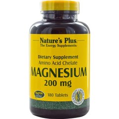 Магній, Magnesium, Nature's Plus, 200 мг, 180 таблеток - фото