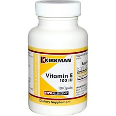 Вітамін Е, Vitamin E, Kirkman Labs, 100 МО, 100 капсул - фото