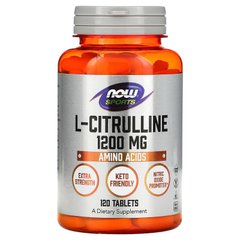Цитрулін, L-Citrulline, Now Foods, Sports, 1200 мг, 120 таблеток - фото