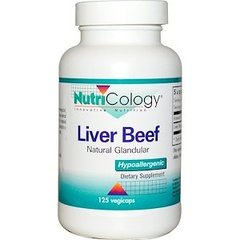 Яловича печінка, натуральний гландуар, Liver Beef, Nutricology, 125 капсул - фото