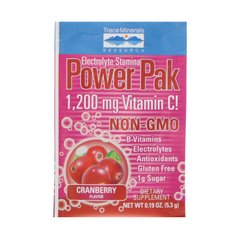 Электролиты Stamina Power Pak, клюква, 1200 мг, 30 пакетов по 5, Trace Minerals Research, 3 г - фото