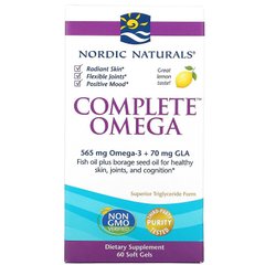 Омега 3 6 9 (лимон), Complete Omega, Nordic Naturals, 1000 мг, 60 капсул - фото