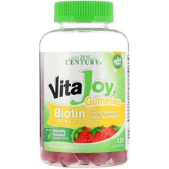 Біотин, Biotin Gummies, 21st Century, 5000 мкг, 120 конфет - фото