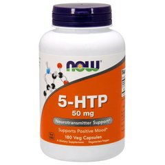 5-HTP, 5- гидрокси L- триптофан, Now Foods, 50 мг, 180 капсул - фото