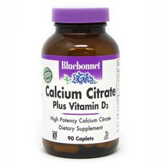 Кальцій цитрат + Вітамін D3, Bluebonnet Nutrition, 90 каплет - фото