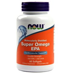 Супер Омега ЭПК (ейкозапентаиновая кислота), Now Foods, 1200 мг, 60 желатиновых капсул - фото