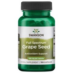 Экстракт Виноградных Косточек, Grape Seed, Swanson, 380 мг, 100 капсул - фото