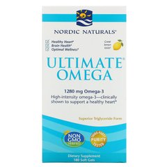 Рыбий жир в капсулах, Ultimate Omega, Nordic Naturals, лимонный вкус, 1280мг, 180 капсул - фото