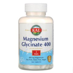 Магній глицинат, Magnesium Glycinate, Kal, 400 мг, 180 таблеток - фото