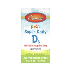 Витамин Д3, Kid's Super Daily D3, Carlson Labs, для детей, 400 МЕ, 10,3 мл - фото