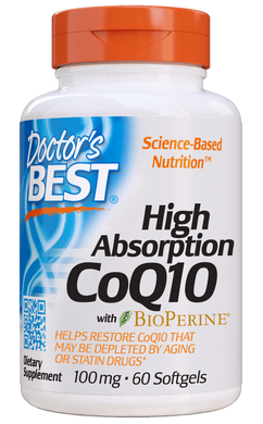 Коэнзим Q10, High Absorption CoQ10 with BioPerine, Doctor's Best, 100 мг, 60 капсул - фото