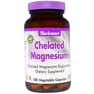 Магній хелат, Chelated Magnesium, Bluebonnet Nutrition, 120 капсул - фото