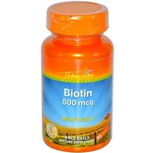 Біотин, Biotin, Thompson, 800 мкг, 90 таблеток - фото