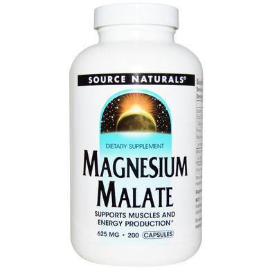 Магний малат, Magnesium Malate, Source Naturals, 425 мг, 200 капсул - фото