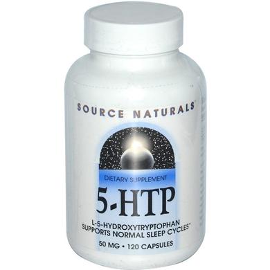 5-НТР (5-гидрокси L-триптофан), Source Naturals, 50 мг, 120 капсул - фото