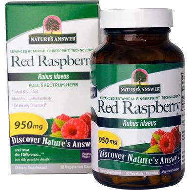 Малина лесная, Red Raspberry, Nature's Answer, 950 мг, 90 капсул - фото