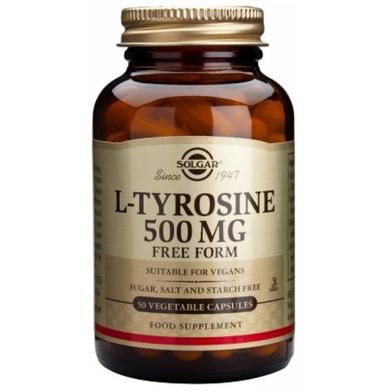 Тирозин, L-Tyrosine, Solgar, 500 мг, 50 капсул - фото