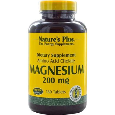 Магний, Magnesium, Nature's Plus, 200 мг, 180 таблеток - фото