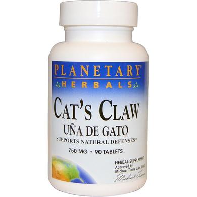 Кошачий коготь (Cat's Claw), Planetary Herbals, 750 мг, 90 таблеток - фото