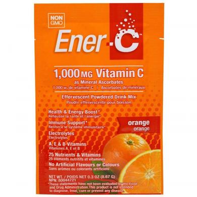 Шипучий Порошковый Витаминный Напиток, Вкус Апельсина, Vitamin C, Ener-C, 30 пакетиков - фото