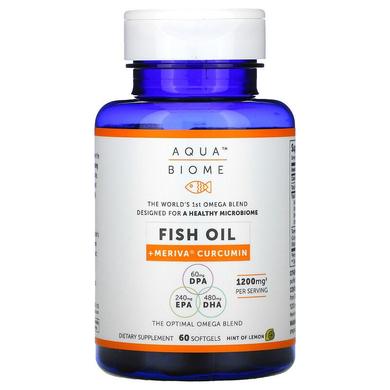 Рыбий жир + Мерива куркумин, Fish Oil + Meriva Curcumin, Enzymedica, вкус лимона, 60 гелевых капсул - фото