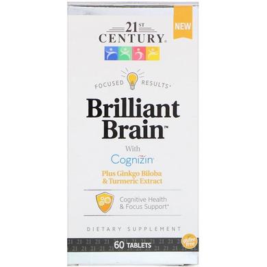 Поліпшення пам'яті і роботи мозку, Brilliant Brain, 21st Century, 60 таблеток - фото