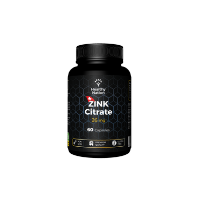 Цинк цитрат, Zink Citrate, Healthy Nation, 26 мг, 60 капсул - фото