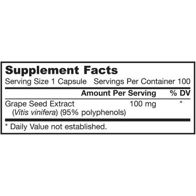 Экстракт виноградных косточек, Grape Seed, Jarrow Formulas, 100 мг, 100 капсул - фото